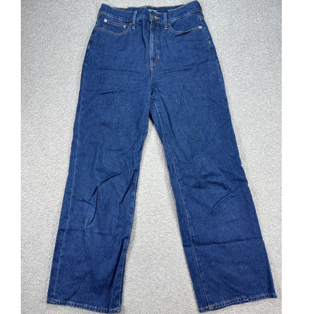 J.Crew Wide Leg Jeans Women's 28 Blue Dark Wash High Rise Relaxed Fit Cotton